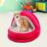 Cute Cat Bed with Ball Toy Anti Slip Bottom Cozy Kitten Cave Kennel Dog Bed S Pink - Aladdin Shoppers