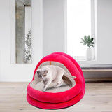 Cute Cat Bed with Ball Toy Anti Slip Bottom Cozy Kitten Cave Kennel Dog Bed S Pink - Aladdin Shoppers