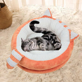 Round Warm Bed Sleeping Dog House Kennel Puppy Cushion Pad Kitten Basket S Orange - Aladdin Shoppers