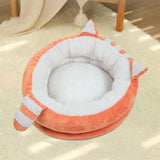 Round Warm Bed Sleeping Dog House Kennel Puppy Cushion Pad Kitten Basket S Orange - Aladdin Shoppers