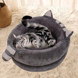 Round Warm Bed Sleeping Dog House Kennel Puppy Cushion Pad Kitten Basket S Gray - Aladdin Shoppers