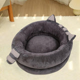 Round Warm Bed Sleeping Dog House Kennel Puppy Cushion Pad Kitten Basket S Gray - Aladdin Shoppers