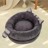 Round Warm Bed Sleeping Dog House Kennel Puppy Cushion Pad Kitten Basket S Gray - Aladdin Shoppers