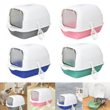 Cat Litter Box Fully Enclosed Kitten House Cat Potty Accessories Anti Splash Grey - Aladdin Shoppers