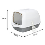Cat Litter Box Fully Enclosed Kitten House Cat Potty Accessories Anti Splash Grey - Aladdin Shoppers
