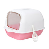 Cat Litter Box Fully Enclosed Kitten House Cat Potty Accessories Anti Splash Pink - Aladdin Shoppers