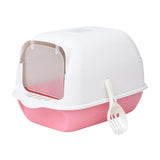 Cat Litter Box Fully Enclosed Kitten House Cat Potty Accessories Anti Splash Pink - Aladdin Shoppers