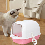 Cat Litter Box Fully Enclosed Kitten House Cat Potty Accessories Anti Splash Pink - Aladdin Shoppers