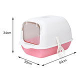 Cat Litter Box Fully Enclosed Kitten House Cat Potty Accessories Anti Splash Pink - Aladdin Shoppers