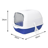 Cat Litter Box Fully Enclosed Kitten House Cat Potty Accessories Anti Splash Blue - Aladdin Shoppers