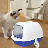 Cat Litter Box Fully Enclosed Kitten House Cat Potty Accessories Anti Splash Blue - Aladdin Shoppers