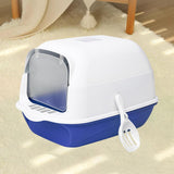 Cat Litter Box Fully Enclosed Kitten House Cat Potty Accessories Anti Splash Blue - Aladdin Shoppers