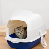 Cat Litter Box Fully Enclosed Kitten House Cat Potty Accessories Anti Splash Blue - Aladdin Shoppers
