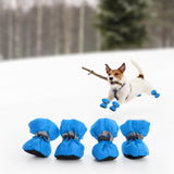 4Pcs Dog Boots Pet Supplies Comfortable for Outdoor Winter Snow 1 Blue 3.5cmx2.5cm - Aladdin Shoppers