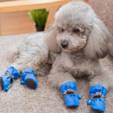 4Pcs Dog Boots Pet Supplies Comfortable for Outdoor Winter Snow 1 Blue 3.5cmx2.5cm - Aladdin Shoppers