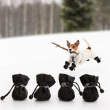 4Pcs Dog Boots Pet Supplies Comfortable for Outdoor Winter Snow 2 Black 4cmx3cm - Aladdin Shoppers