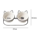 Cat Food Bowls Detachable Elevated Cat Dishes Neck Guard Portable for Kitty White - Aladdin Shoppers