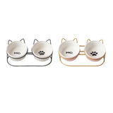 Cat Food Bowls Detachable Elevated Cat Dishes Neck Guard Portable for Kitty White - Aladdin Shoppers