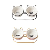 Cat Food Bowls Detachable Elevated Cat Dishes Neck Guard Portable for Kitty White - Aladdin Shoppers