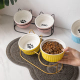 Cat Food Bowls Detachable Elevated Cat Dishes Neck Guard Portable for Kitty White - Aladdin Shoppers