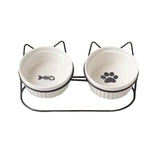 Cat Food Bowls Detachable Elevated Cat Dishes Neck Guard Portable for Kitty White - Aladdin Shoppers