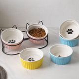 Cat Food Bowls Detachable Elevated Cat Dishes Neck Guard Portable for Kitty White - Aladdin Shoppers
