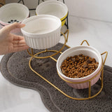 Cat Food Bowls Detachable Elevated Cat Dishes Neck Guard Portable for Kitty White - Aladdin Shoppers