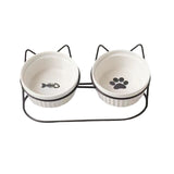 Cat Food Bowls Detachable Elevated Cat Dishes Neck Guard Portable for Kitty White - Aladdin Shoppers