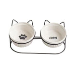 Cat Food Bowls Detachable Elevated Cat Dishes Neck Guard Portable for Kitty White - Aladdin Shoppers