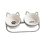 Cat Food Bowls Detachable Elevated Cat Dishes Neck Guard Portable for Kitty White - Aladdin Shoppers