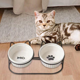 Cat Food Bowls Detachable Elevated Cat Dishes Neck Guard Portable for Kitty White - Aladdin Shoppers