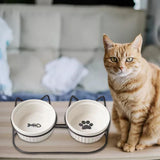 Cat Food Bowls Detachable Elevated Cat Dishes Neck Guard Portable for Kitty White - Aladdin Shoppers