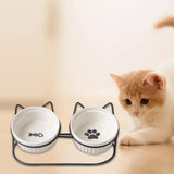 Cat Food Bowls Detachable Elevated Cat Dishes Neck Guard Portable for Kitty White - Aladdin Shoppers