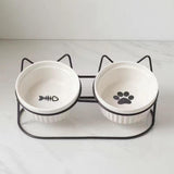 Cat Food Bowls Detachable Elevated Cat Dishes Neck Guard Portable for Kitty White - Aladdin Shoppers