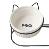 Cat Food Bowls Detachable Elevated Cat Dishes Neck Guard Portable for Kitty White - Aladdin Shoppers