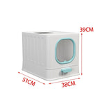 High Capacity Cat Litter Box Toilet Washroom Full Closed with Shovel Large Blue - Aladdin Shoppers