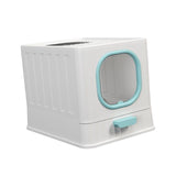 High Capacity Cat Litter Box Toilet Washroom Full Closed with Shovel Large Blue - Aladdin Shoppers