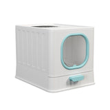 High Capacity Cat Litter Box Toilet Washroom Full Closed with Shovel Large Blue - Aladdin Shoppers