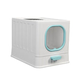 High Capacity Cat Litter Box Toilet Washroom Full Closed with Shovel Large Blue - Aladdin Shoppers