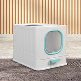 High Capacity Cat Litter Box Toilet Washroom Full Closed with Shovel Large Blue - Aladdin Shoppers