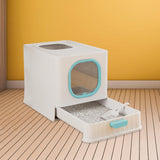 High Capacity Cat Litter Box Toilet Washroom Full Closed with Shovel Large Blue - Aladdin Shoppers