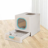 High Capacity Cat Litter Box Toilet Washroom Full Closed with Shovel Large Blue - Aladdin Shoppers