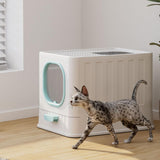 High Capacity Cat Litter Box Toilet Washroom Full Closed with Shovel Large Blue - Aladdin Shoppers