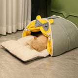 Soft Semi Enclosed cave Bed Kennel Plush Bed for Small Dogs Kitty Kitten M - Aladdin Shoppers