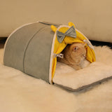 Soft Semi Enclosed cave Bed Kennel Plush Bed for Small Dogs Kitty Kitten M - Aladdin Shoppers