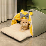 Soft Semi Enclosed cave Bed Kennel Plush Bed for Small Dogs Kitty Kitten M - Aladdin Shoppers