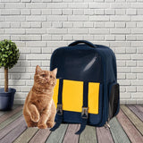 Portable Pet Cat Carrier Backpack Mesh Window Adjustable Shoulder Strap Dark Blue - Aladdin Shoppers