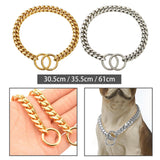 Metal Dog Chain Collar Training Necklace Choker Heavy Duty Chew Proof Strong 30.5cm Aureate - Aladdin Shoppers