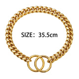 Metal Dog Chain Collar Training Necklace Choker Heavy Duty Chew Proof Strong 35.5cm Aureate - Aladdin Shoppers