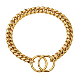 Metal Dog Chain Collar Training Necklace Choker Heavy Duty Chew Proof Strong 35.5cm Aureate - Aladdin Shoppers